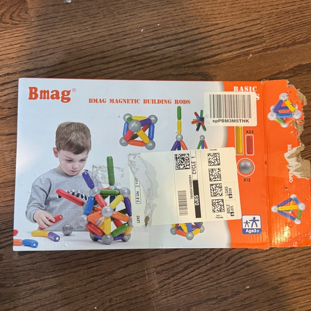 Bmag Magnetic Building Rods Balls STEM Toy Set 3D Construction Blocks Ages 3 New